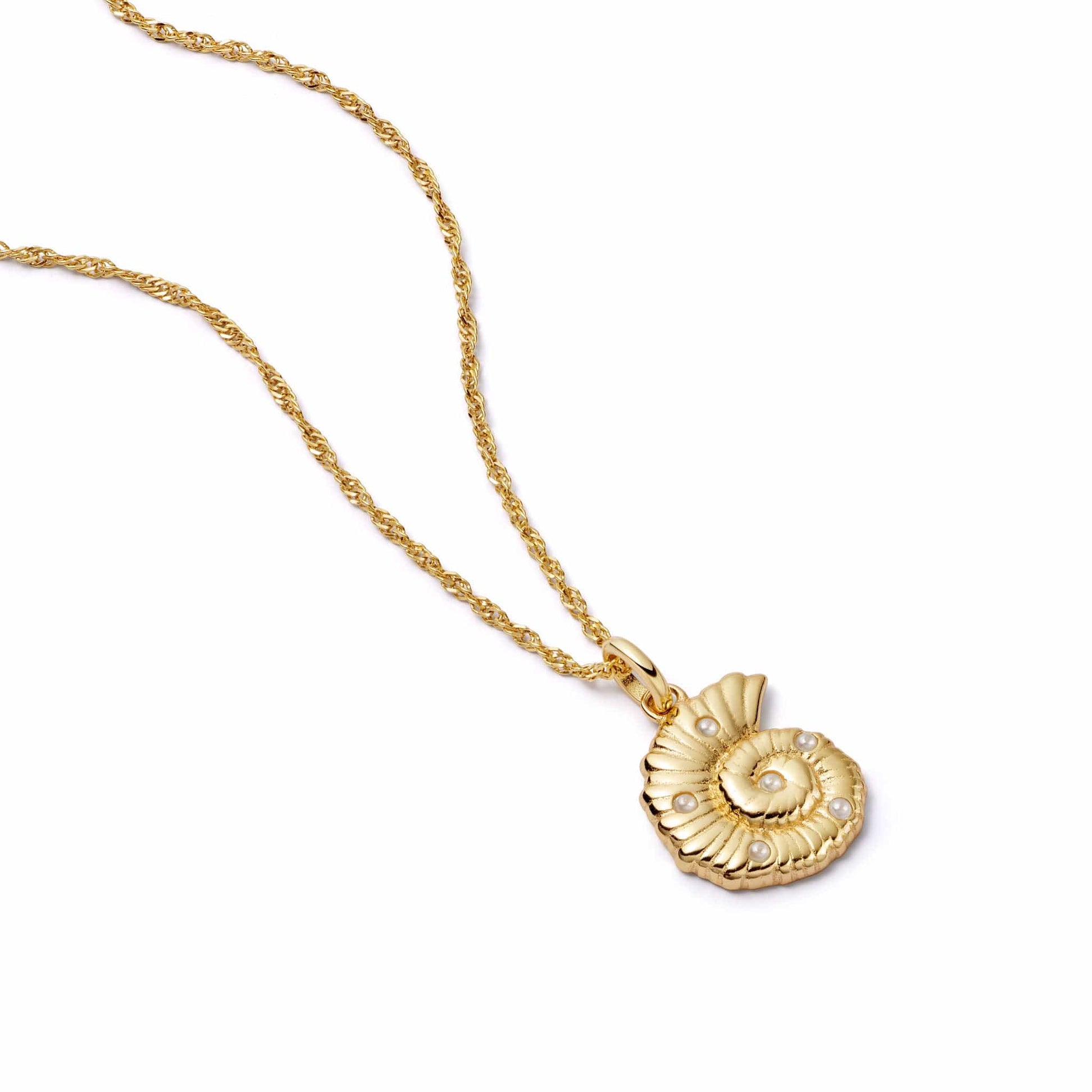 Pearl And Shell Pendant Necklace 18ct Gold Plate