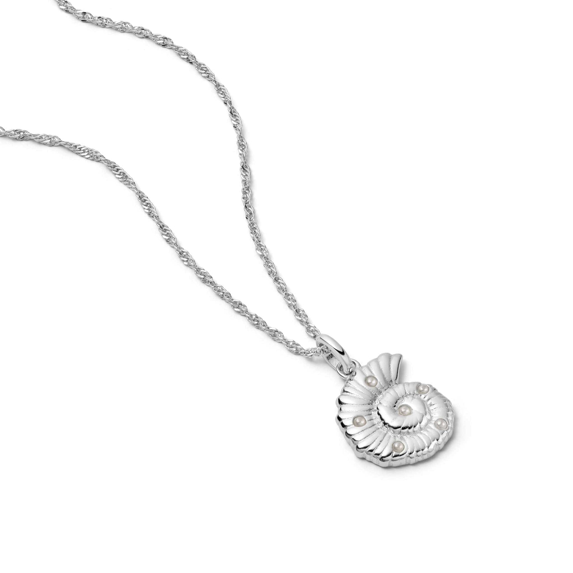 Pearl And Shell Pendant Necklace Sterling Silver