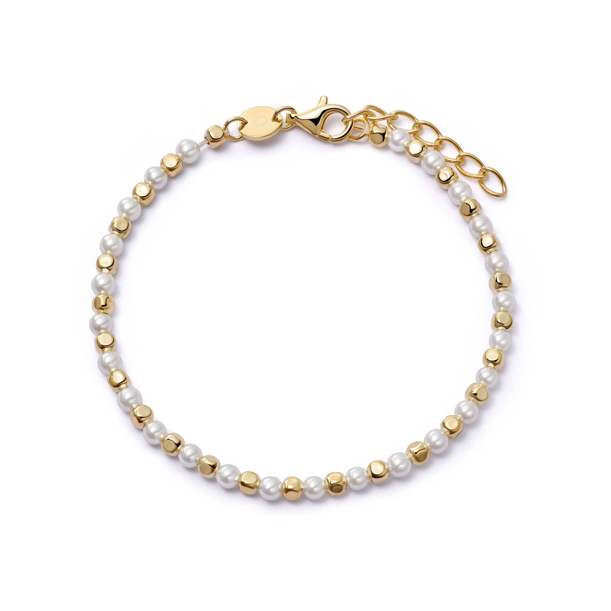 Pearl And Bead Bracelet 18ct Gold Plate