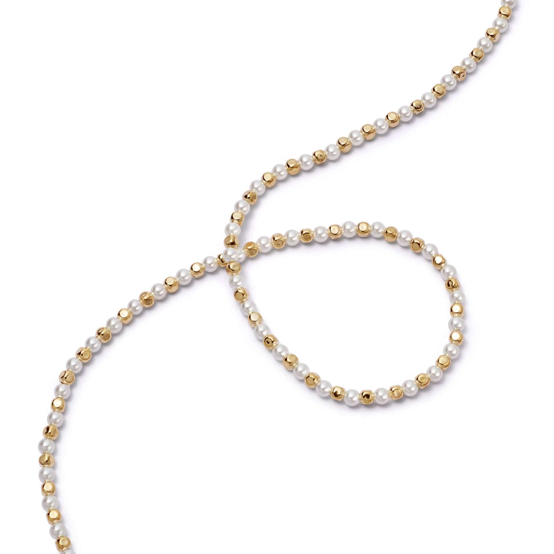 Pearl And Bead Necklace 18ct Gold Plate