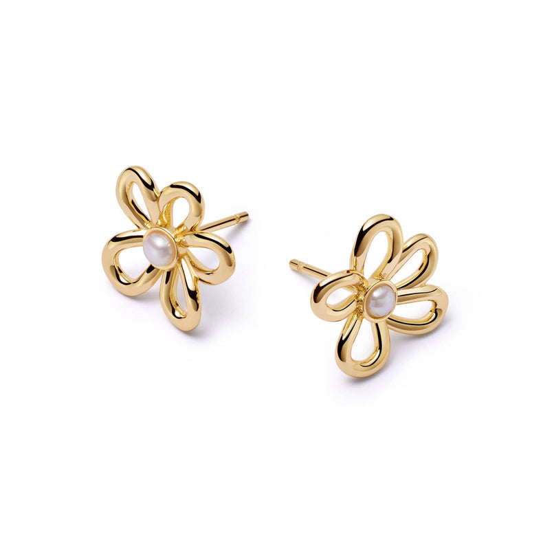 Daisy Bow Stud Earrings 18ct Gold Plate recommended