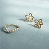 Daisy Bow Stud Earrings 18ct Gold Plate