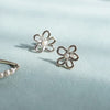 Daisy Bow Stud Earrings Sterling Silver