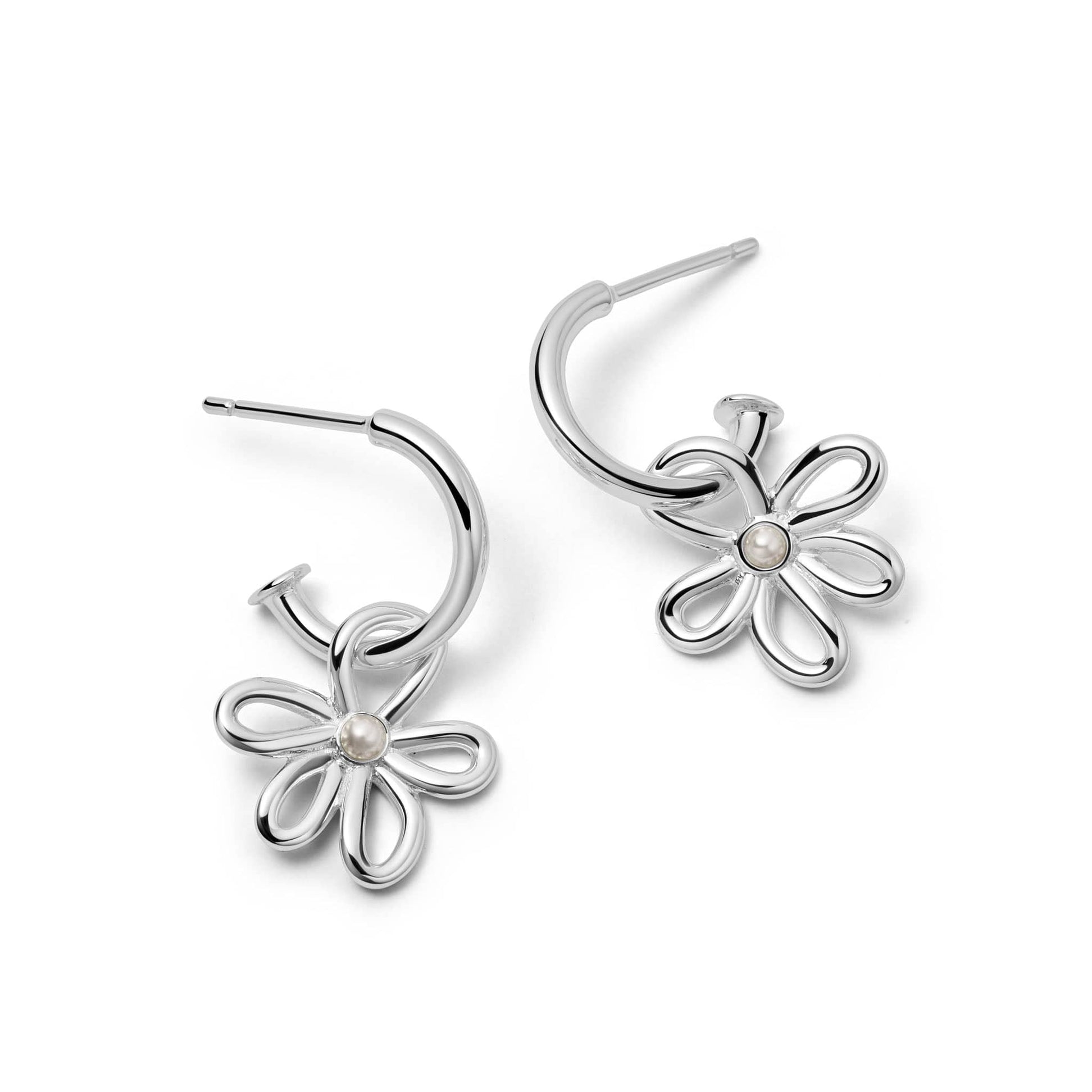 Daisy Bow Drop Earrings Sterling Silver