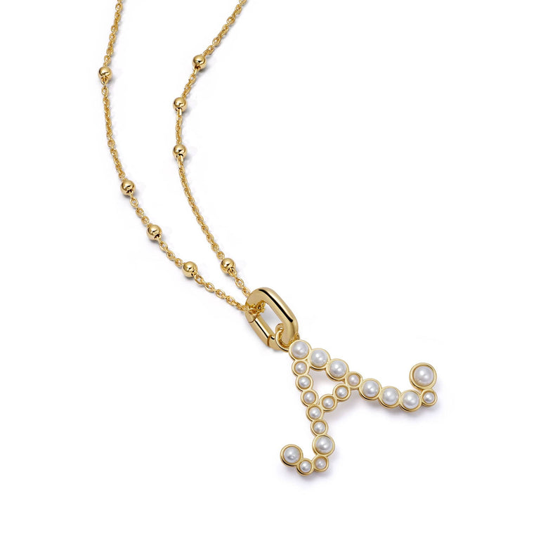 Pearl Initial Charm Necklace 18ct Gold Plate recommended