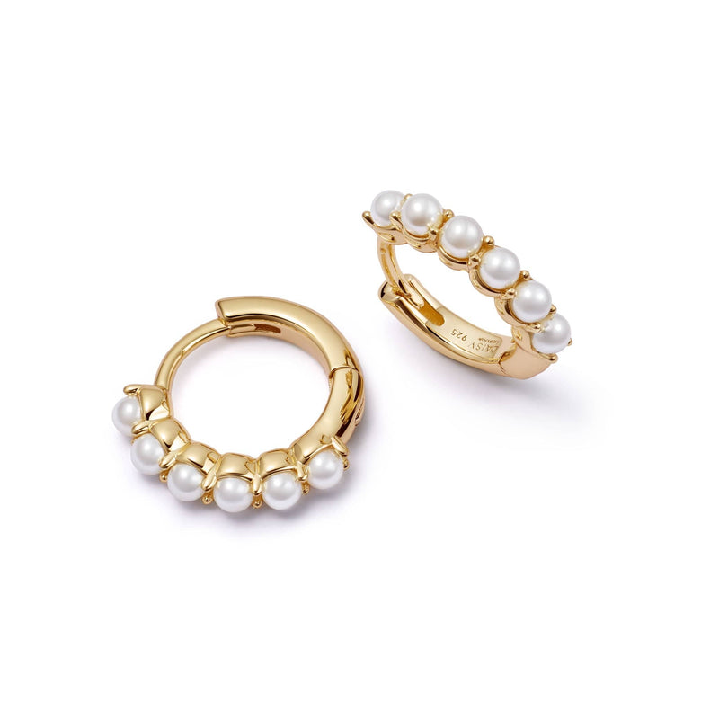 Pearl Mini Huggie Earrings 18ct Gold Plate recommended