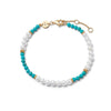 Pearl Turquoise Beaded Bracelet 18ct Gold Plate