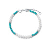 Pearl Turquoise Beaded Bracelet Sterling Silver