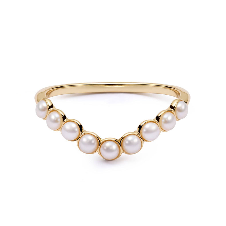 Pearl Wave Band Ring 18ct Gold Plate recommended