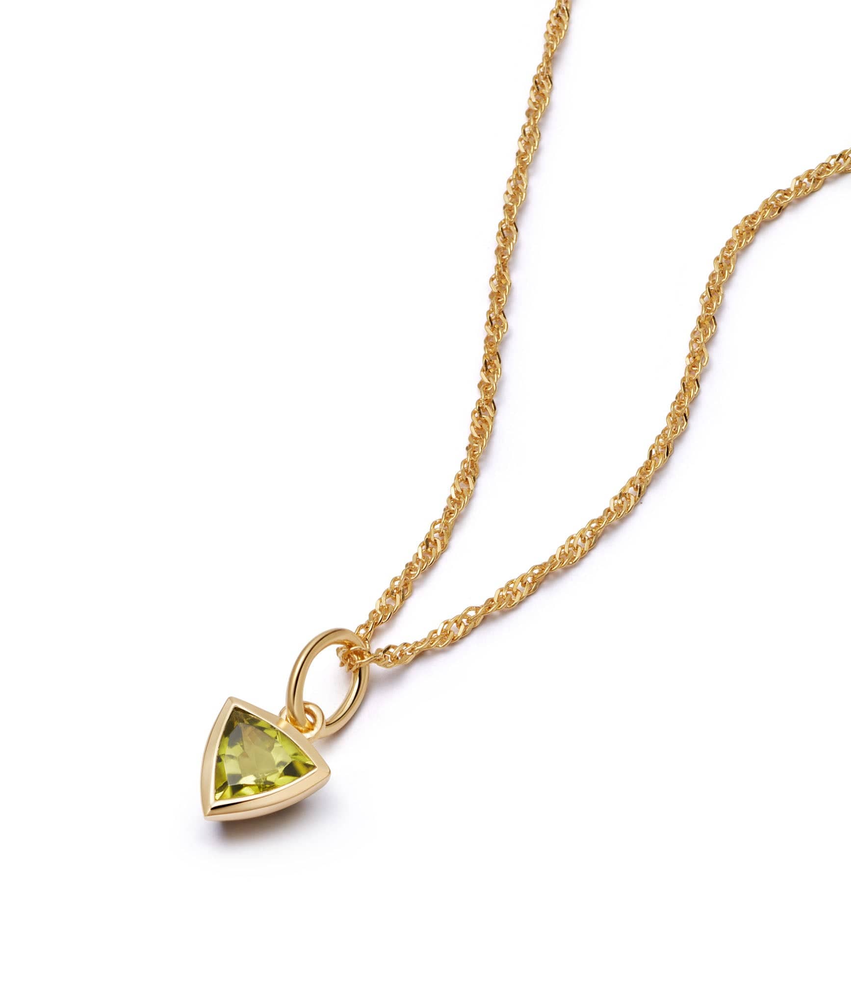 Peridot August Birthstone Charm Necklace 18ct Gold Plate