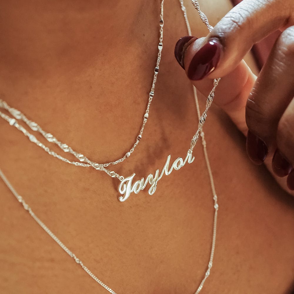 Personalised Carrie Name Necklace Sterling Silver