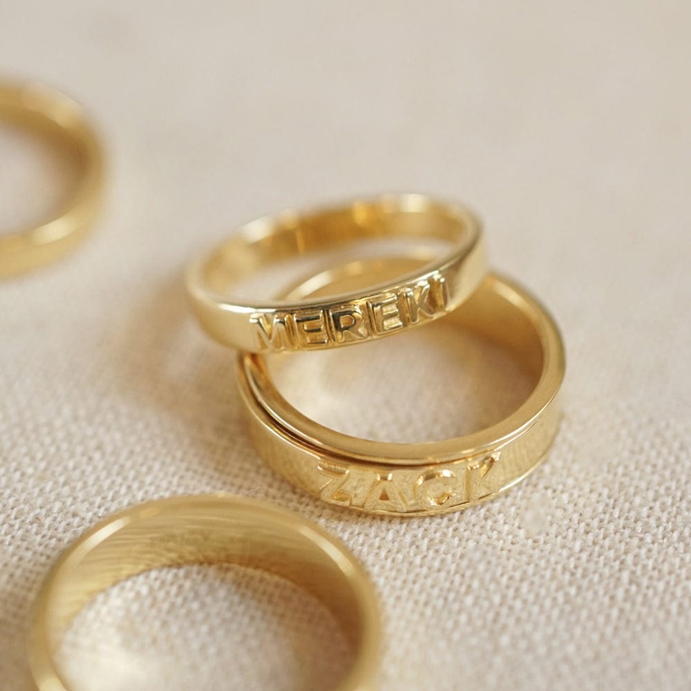 Personalised Spinning Ring 18ct Gold Plate