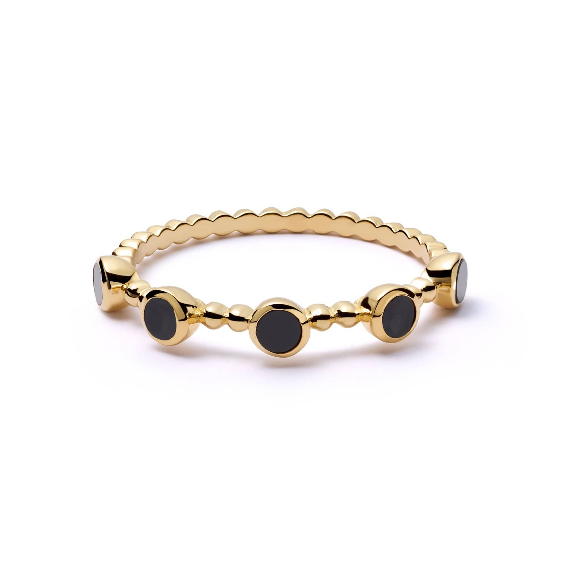 Polly Sayer Black Onyx Bobble Ring 18ct Gold Plate