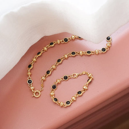 Polly Sayer Black Onyx Chain Bracelet 18ct Gold Plate recommended