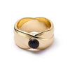 Polly Sayer Black Onyx Chunky Band Ring 18ct Gold Plate