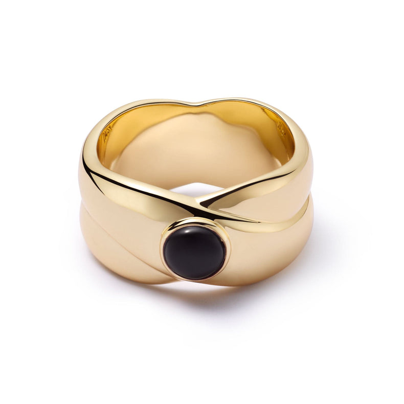 Polly Sayer Black Onyx Chunky Band Ring 18ct Gold Plate recommended