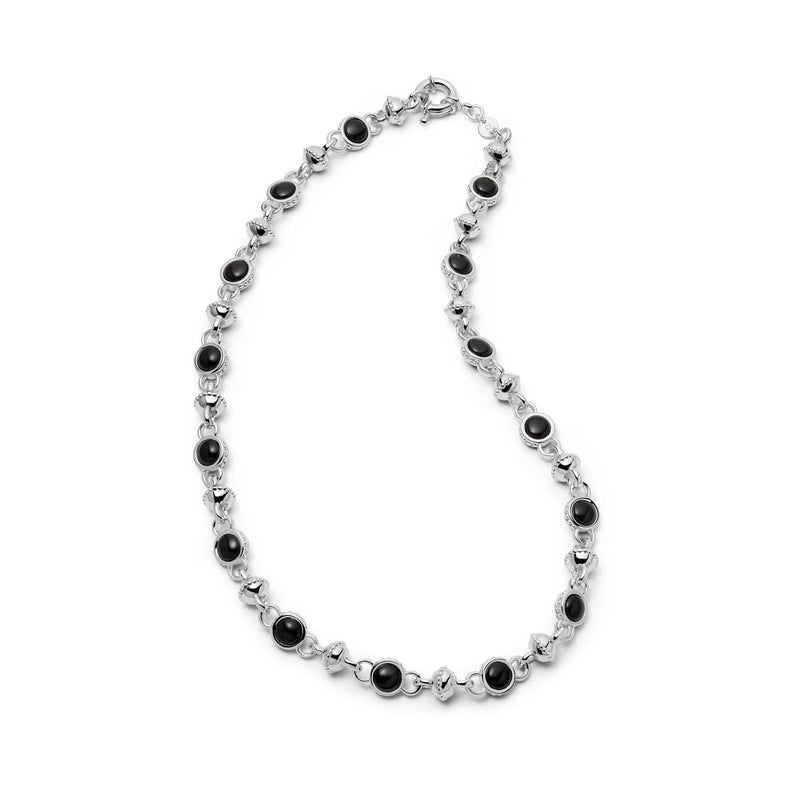 Polly Sayer Black Onyx Chain Necklace Silver Plate recommended