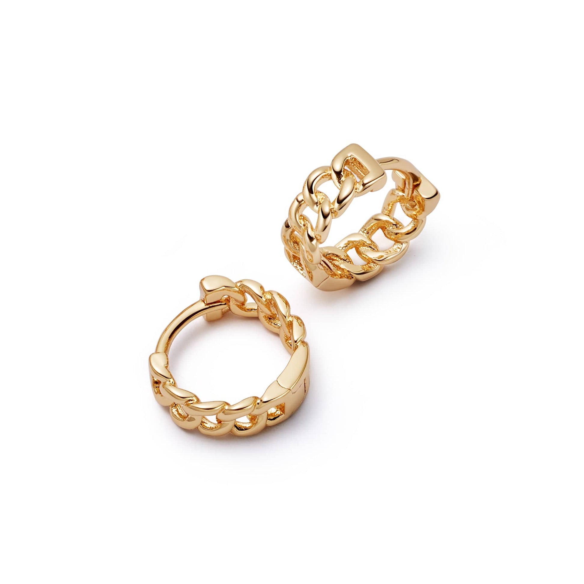 Polly Sayer Chain Huggie Hoop Earrings 18ct Gold Plate