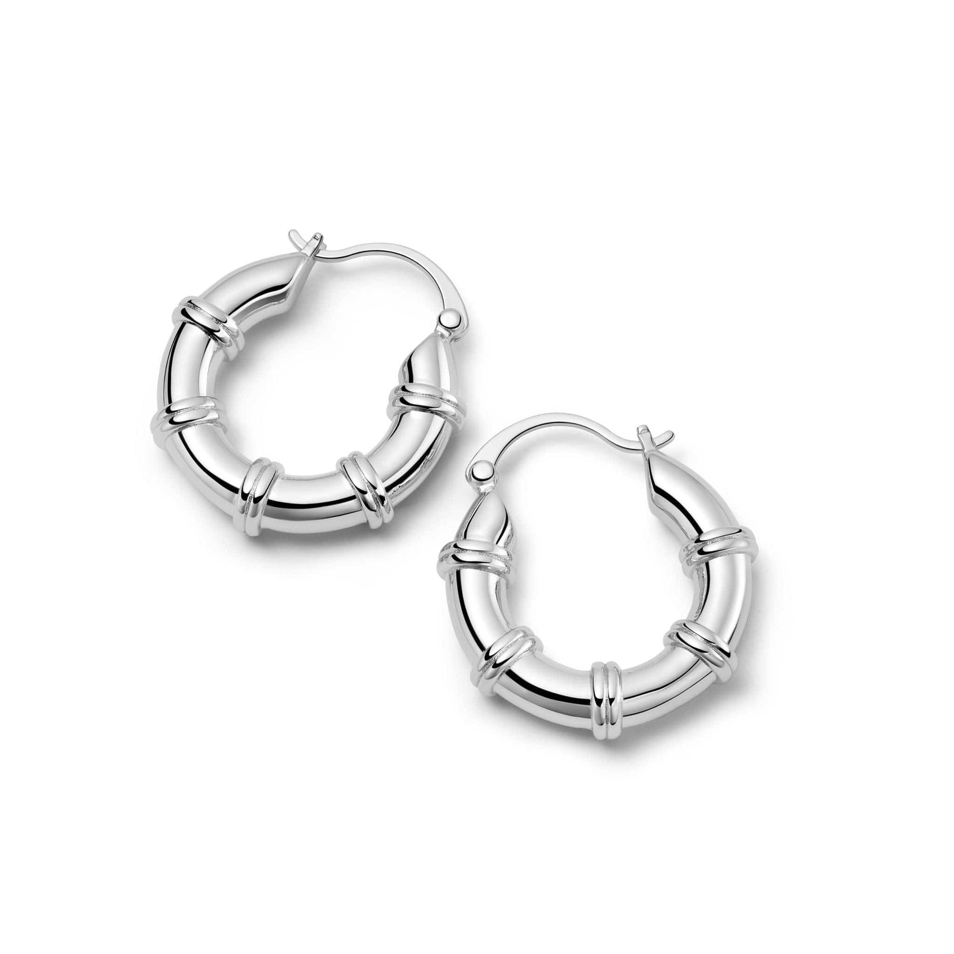 Polly Sayer Chunky Hoop Earrings Silver Plate