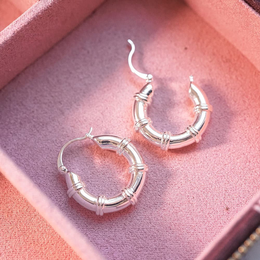 Polly Sayer Chunky Hoop Earrings Silver Plate