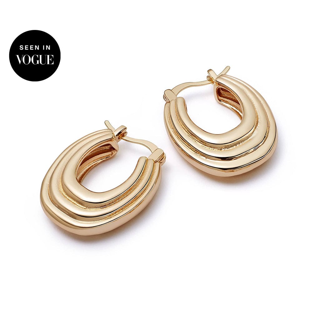 Polly Sayer Chunky Ridge Hoop Earrings 18ct Gold Plate