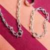 Polly Sayer Vintage Link Chain Necklace Silver Plate