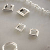 Polly Sayer Mini Chubby Square Hoop Earrings Silver Plate