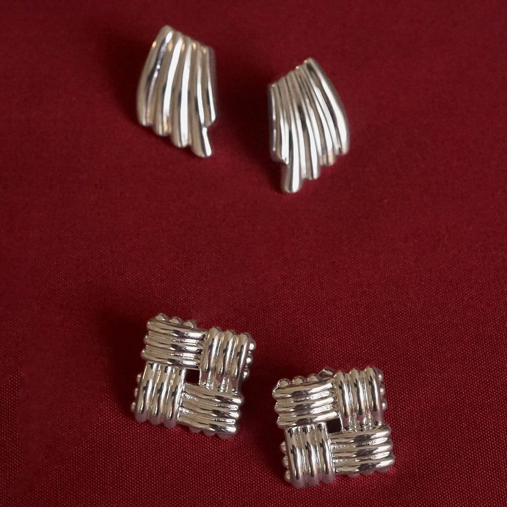 Polly Sayer Mini Lattice Stud Earrings Silver Plate