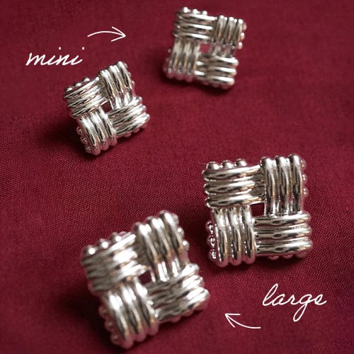 Polly Sayer Mini Lattice Stud Earrings Silver Plate