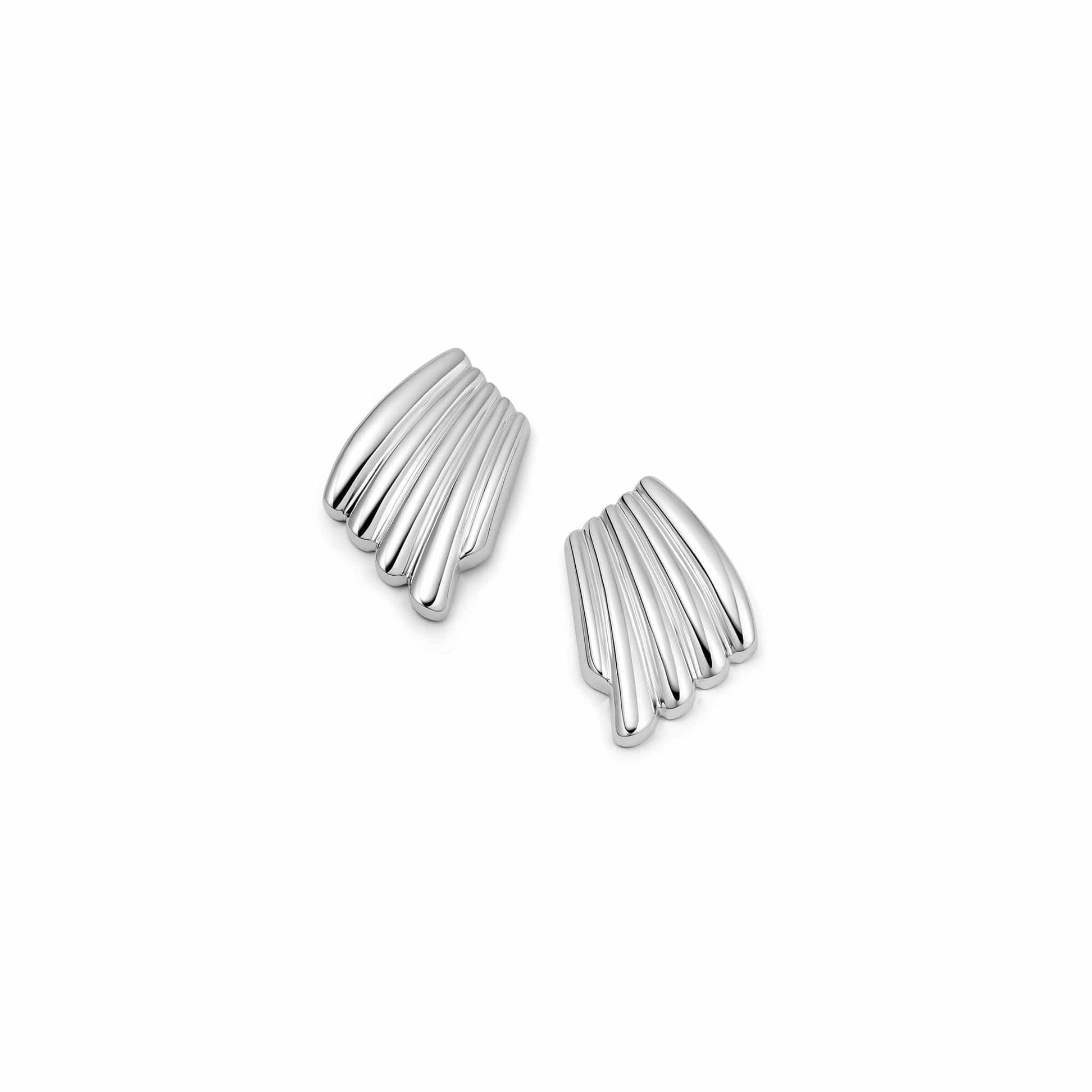 Polly Sayer Mini Wave Stud Earrings Silver Plate