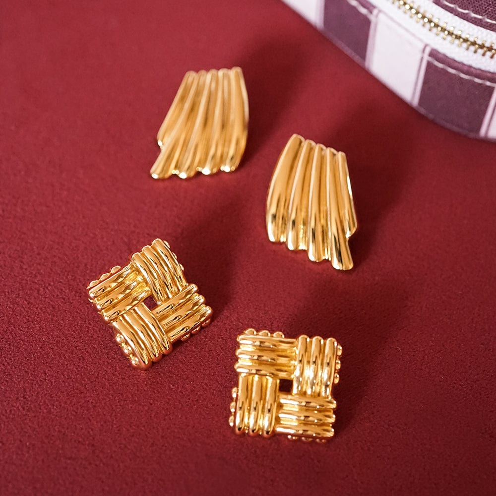 Polly Sayer Oversized Lattice Stud Earrings 18ct Gold Plate