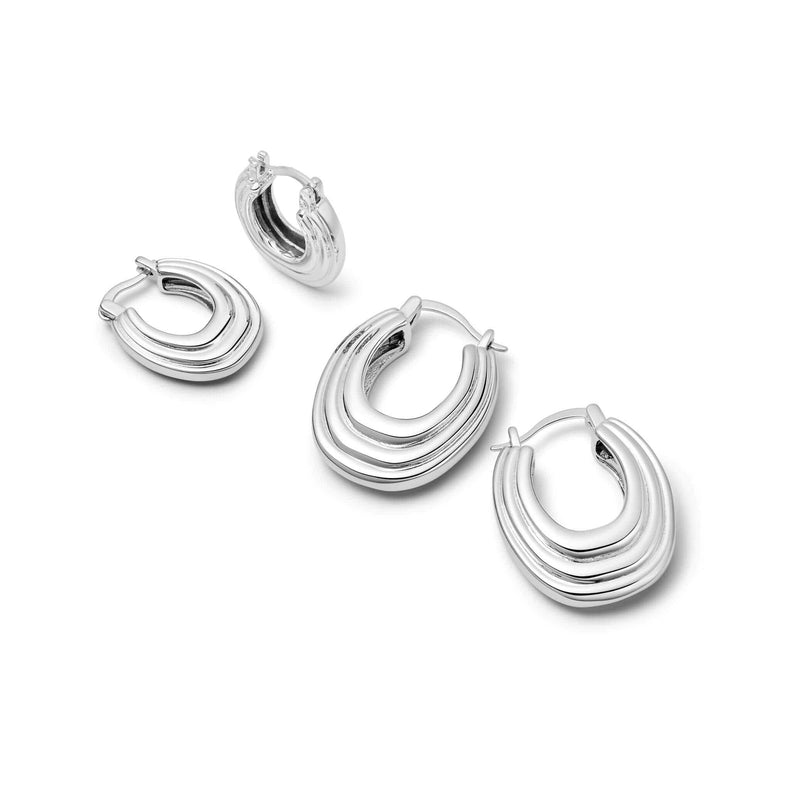 Polly Sayer Ridge Hoop Earring Stack Silver Plate recommended