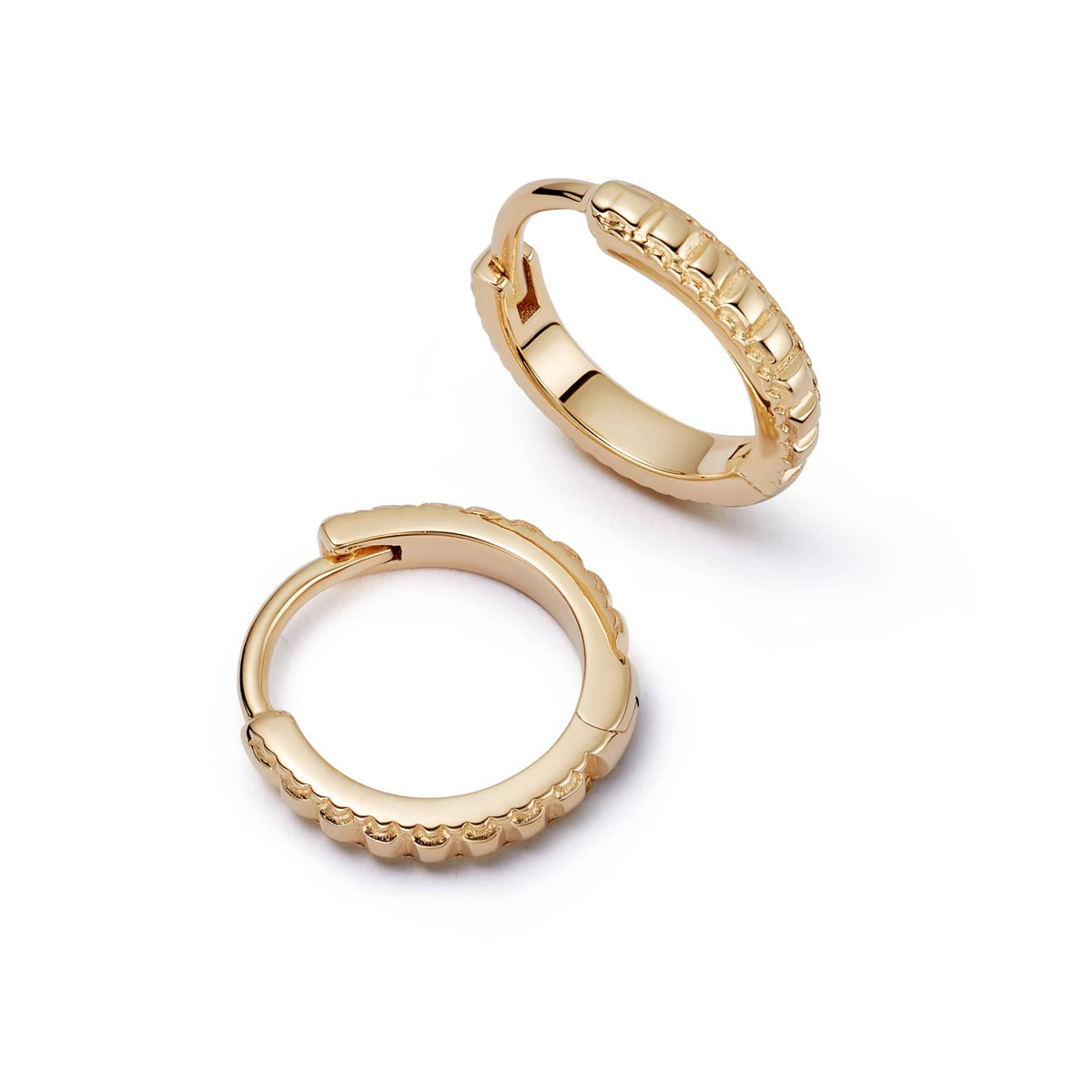 Polly Sayer Ridge Huggie Hoop Earrings 18ct Gold Plate – Daisy London