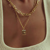 Engravable Square Pendant Necklace 18ct Gold Plate