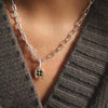 Shrimps Clover Charm Chunky Necklace Sterling Silver