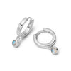 Rainbow Moonstone Healing Huggie Hoop Earrings Sterling Silver