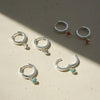 Rainbow Moonstone Healing Huggie Hoop Earrings Sterling Silver