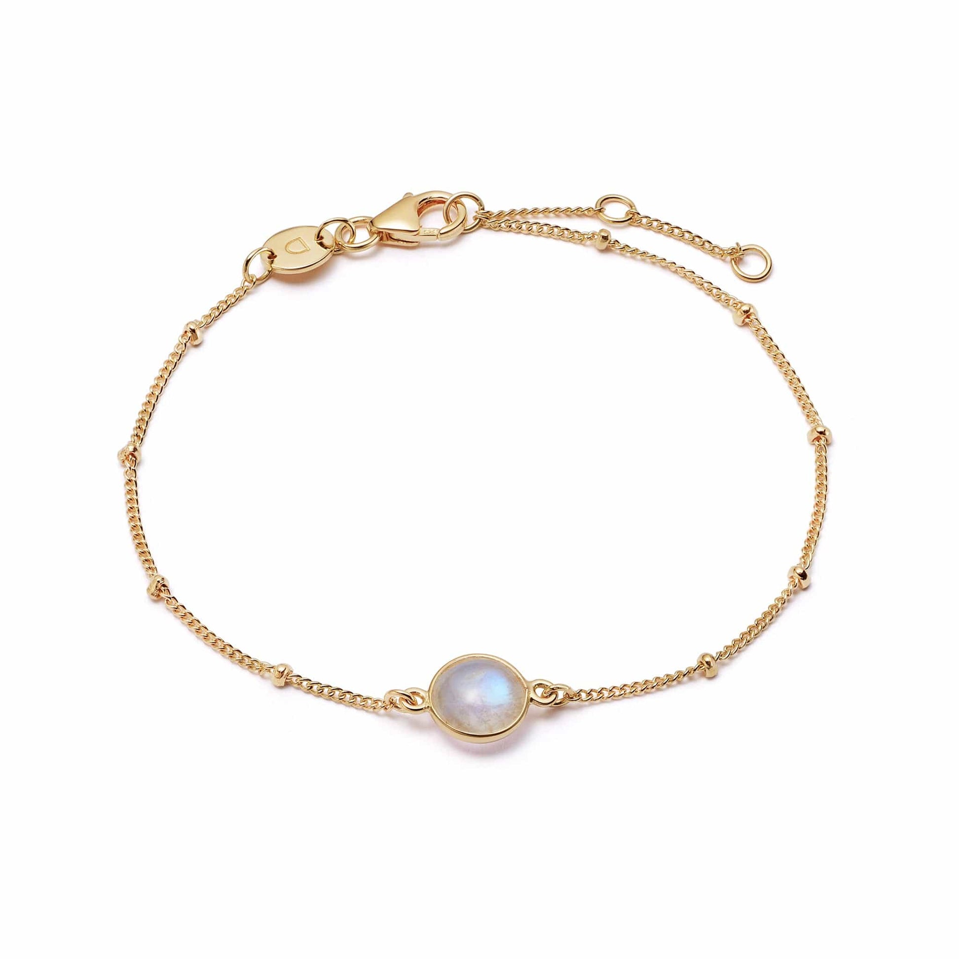 Rainbow Moonstone Healing Stone Bobble Bracelet 18ct Gold Plate