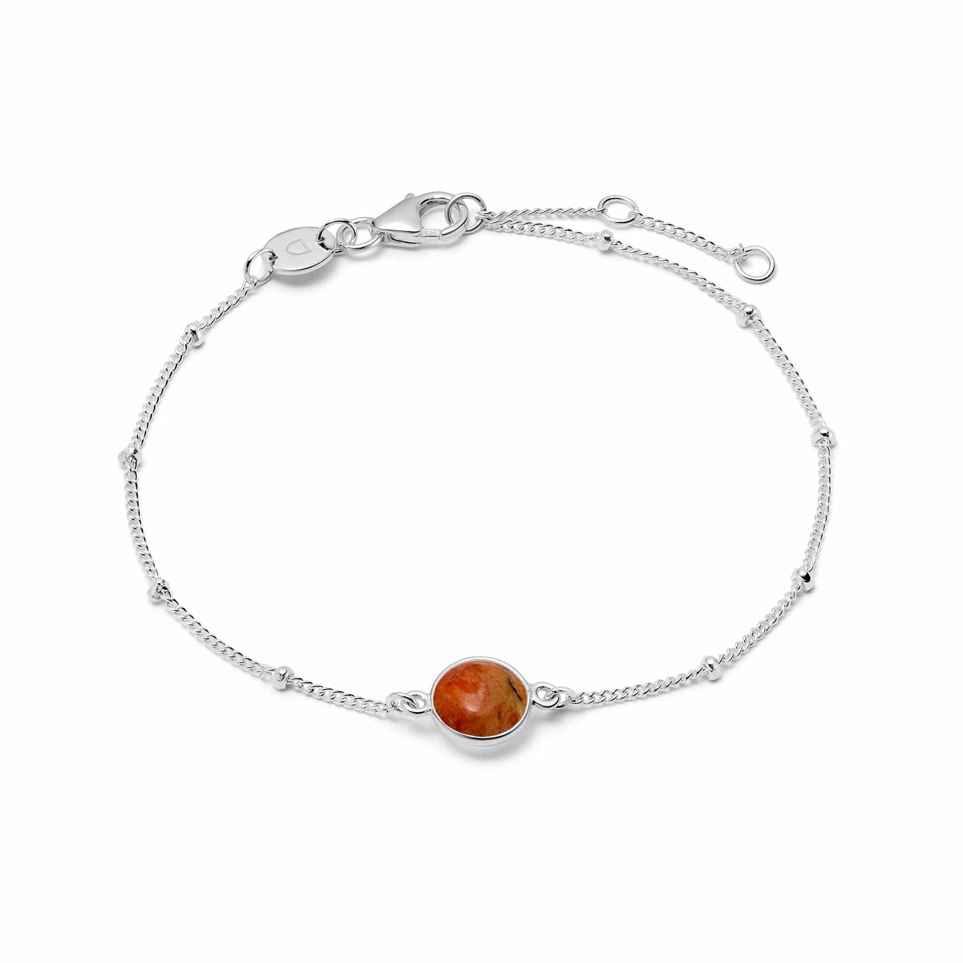 Red Coral Healing Stone Bobble Bracelet Sterling Silver