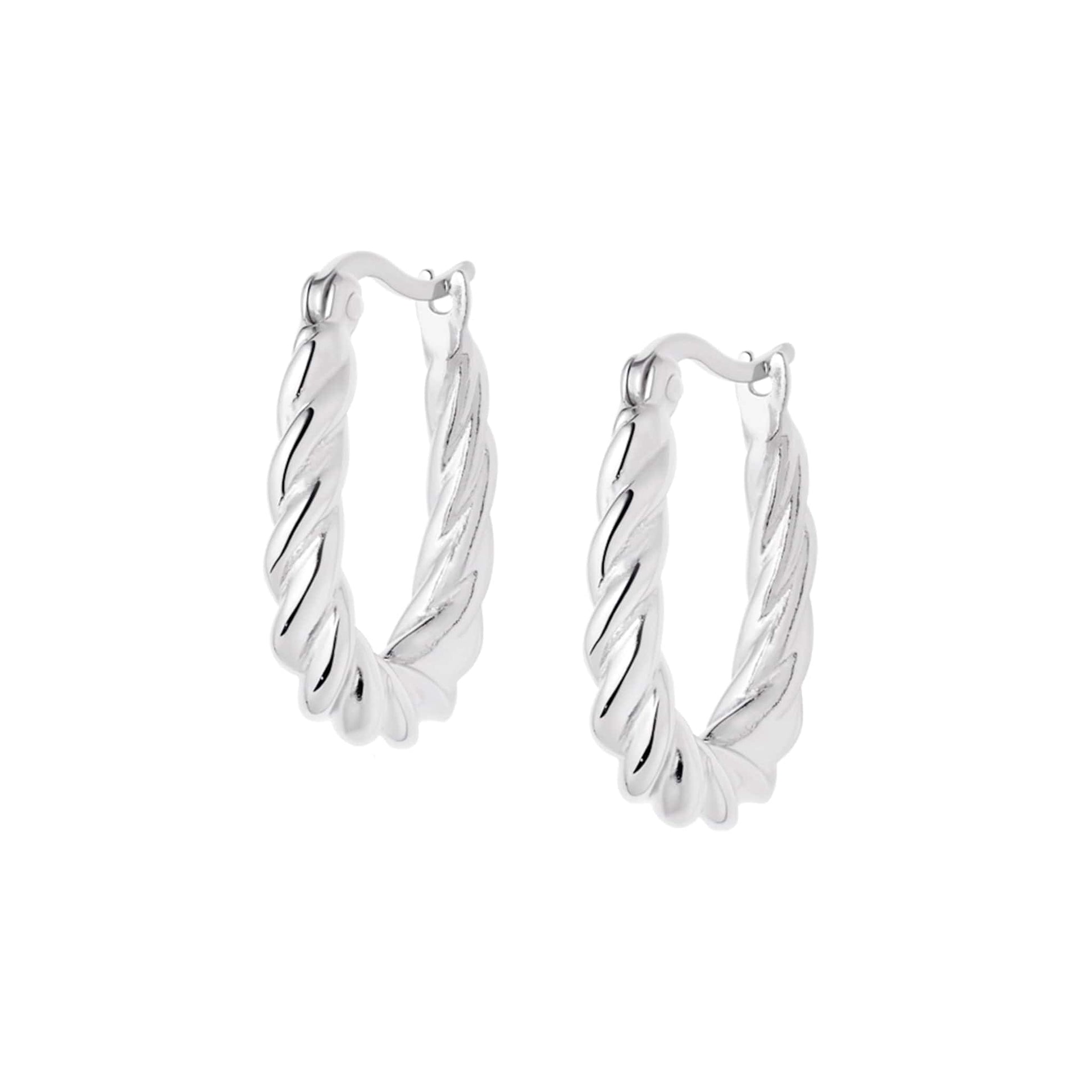 Rope Creole Hoop Earrings Sterling Silver