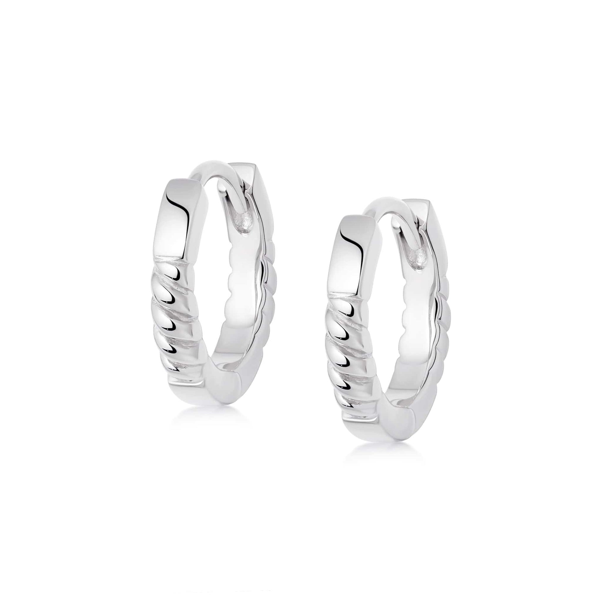 Rope Huggie Hoop Earrings Sterling Silver