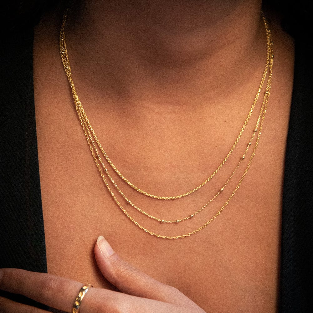 Rope Layering  Chain Necklace 18ct Gold Plate