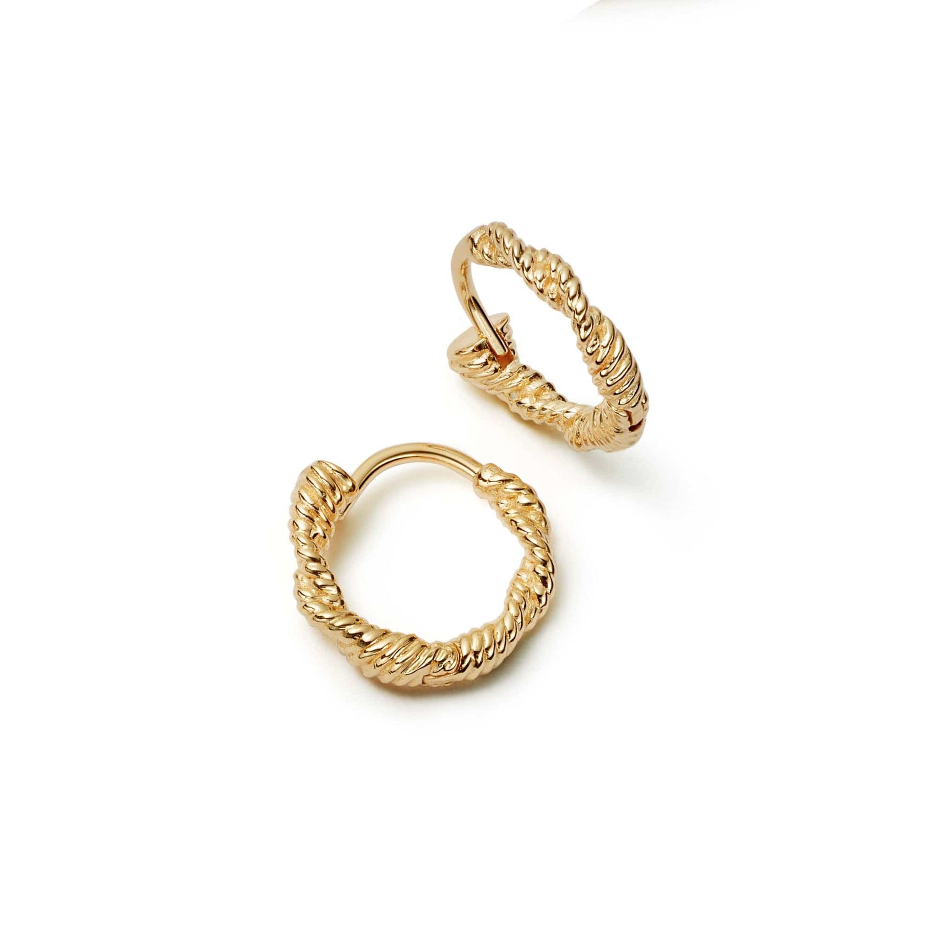 Rope Twist Huggie Hoop Earrings 18ct Gold Plate