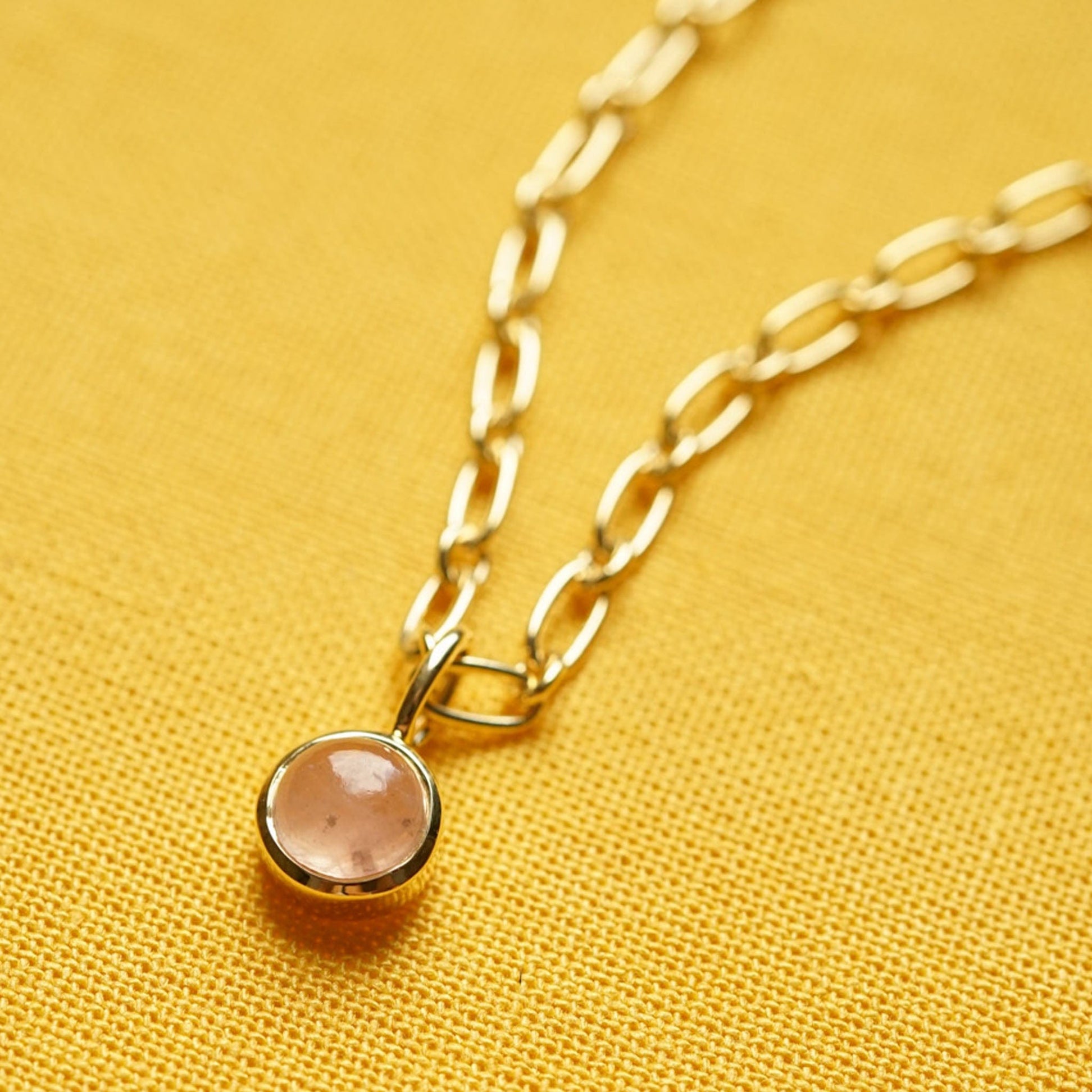 Rose Quartz Chunky Healing Stone Necklace 18ct Gold Plate