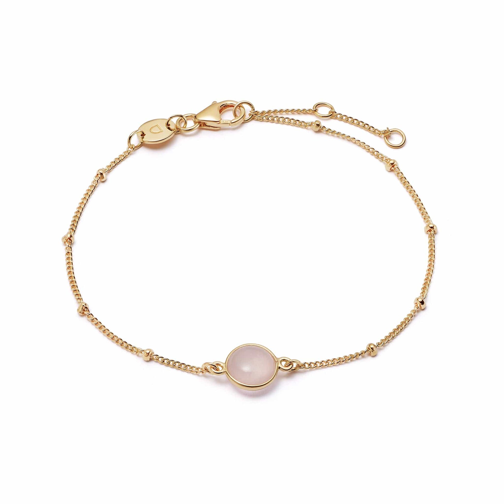 Rose Quartz Healing Stone Bobble Bracelet 18ct Gold Plate