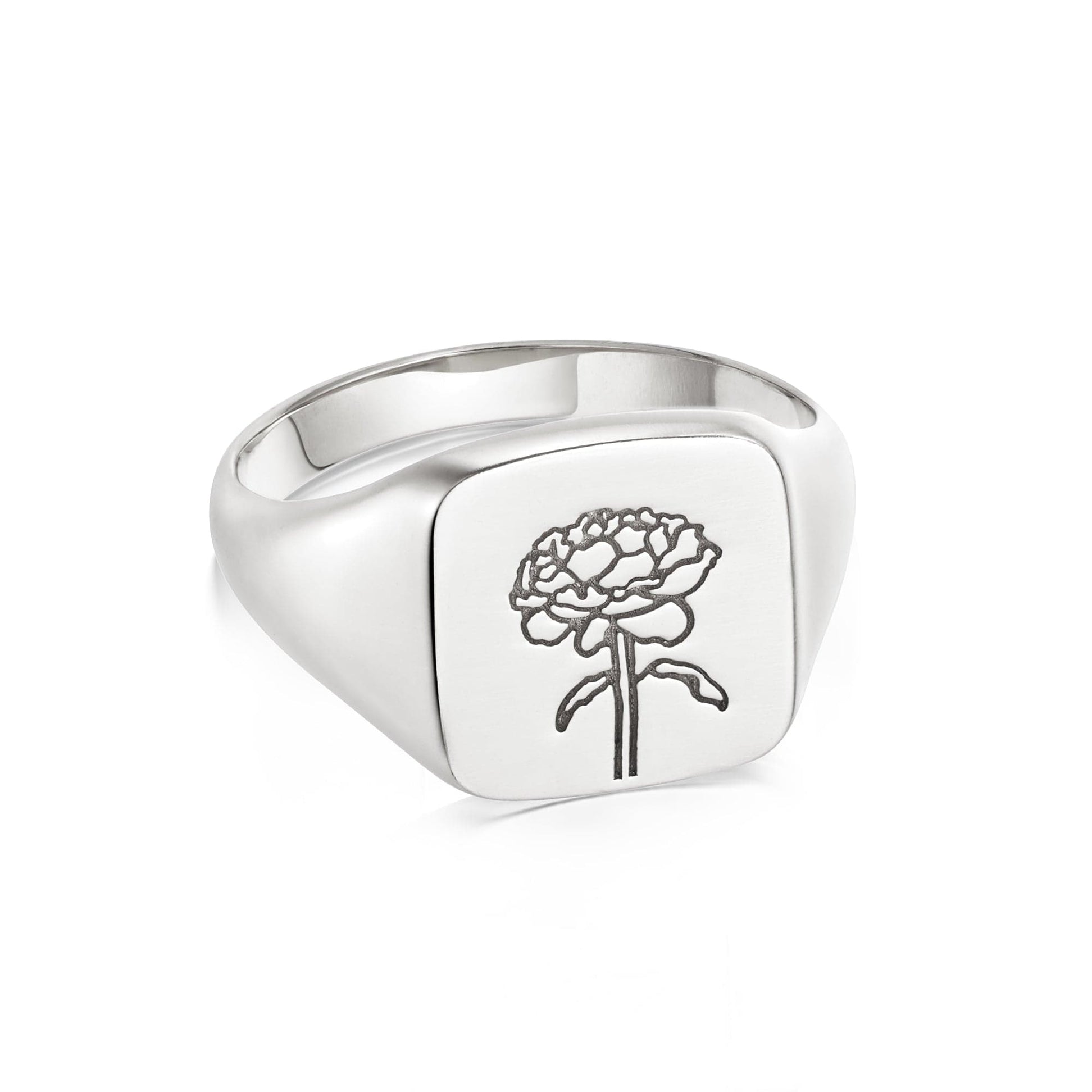 Rose Signet Ring Sterling Silver