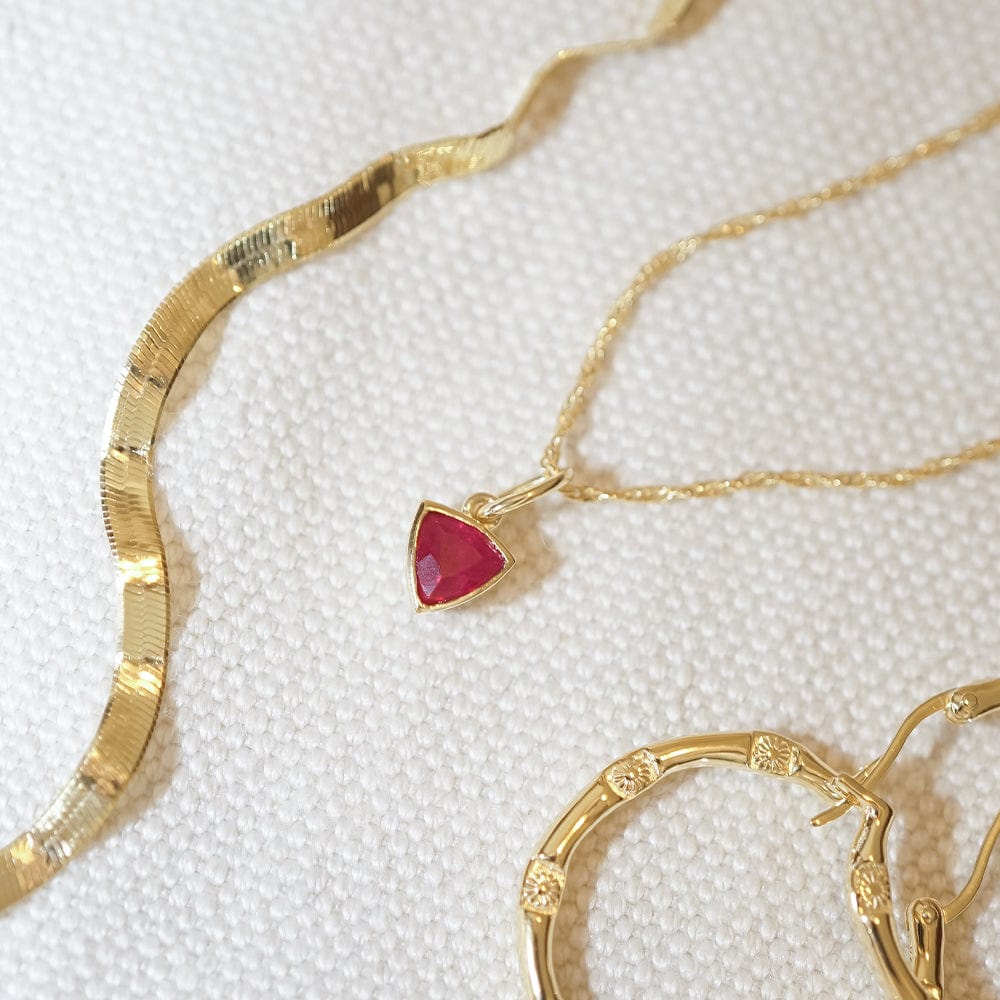 Ruby July Birthstone Charm Pendant 18ct Gold Plate