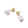 Shell Baroque Pearl Drop Earrings 18ct Gold Plate