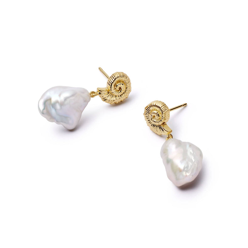 Shell Baroque Pearl Drop Earrings 18ct Gold Plate recommended