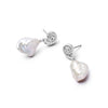 Shell Baroque Pearl Drop Earrings Sterling Silver